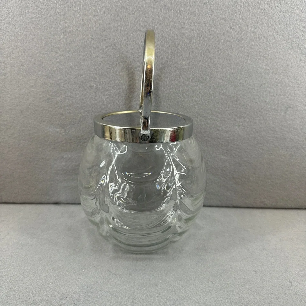 Vintage‎ Glass Ice Bucket Biscuit Jar Swirl Design Barware